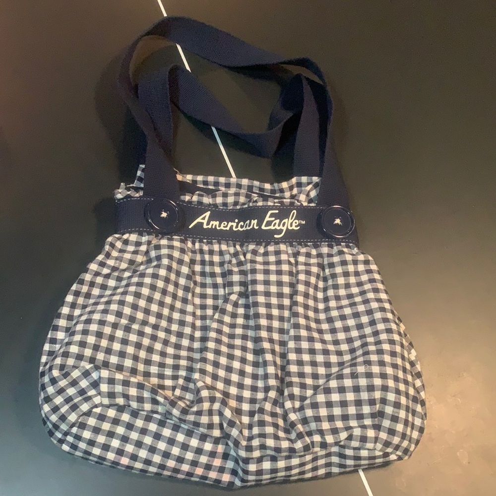 Navy Gingham Purse